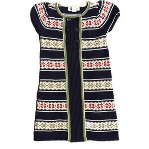 Girls Navy and green multi patterned striped dress (4 toddler)